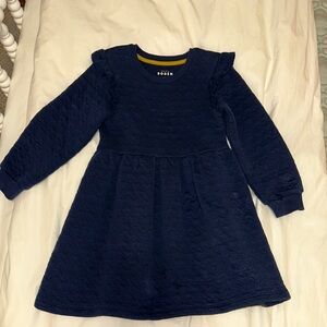 Girls Mini Boden Quilted Navy Dress, size 5-6
